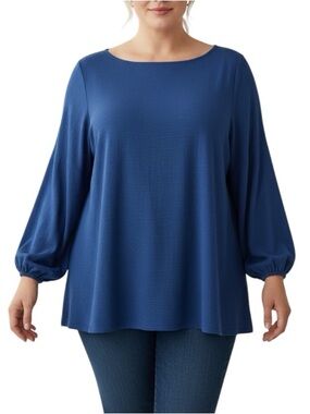 Max Studio 2X Blue Lightweight Long Sleeve Casual Shirt